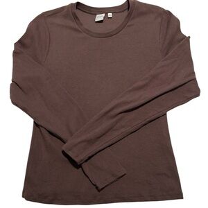 Aritzia HomeStretch Rib Solo Long Sleeve T Shirt Color Rich Mocha Brown Size XL